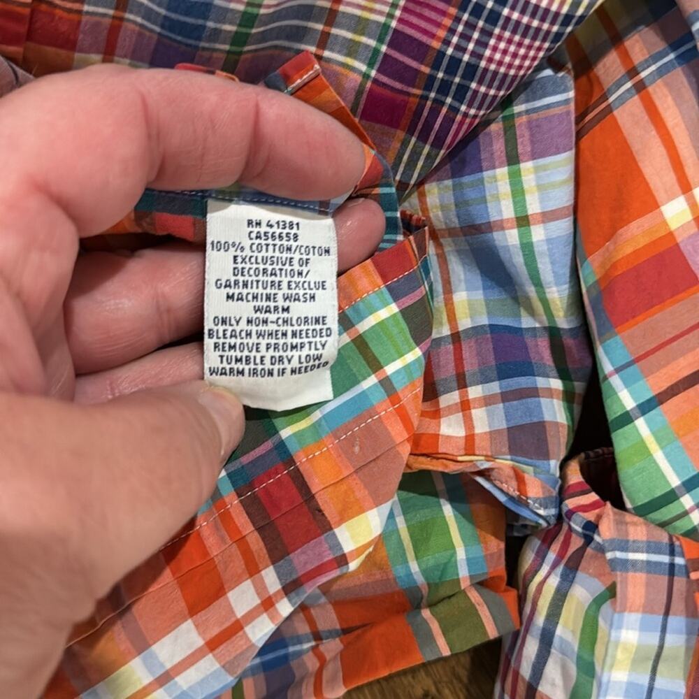 Ralph Lauren Orange Plaid Cotton Button Down Shirt Size S - Picture 6 of 6